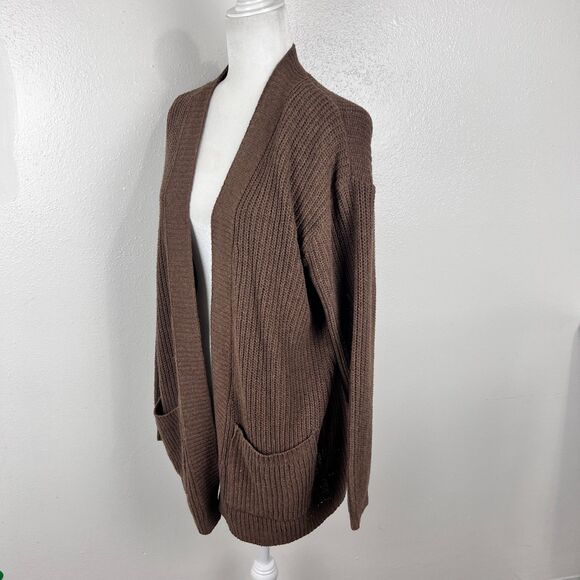 Andree by Unit Sweater Women Small Brown Open Front Knit Cardigan Pockets L/S - Picture 2 of 12